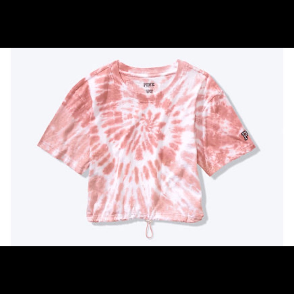 PINK VS Rose TieDie Crop with drawstring bottom
